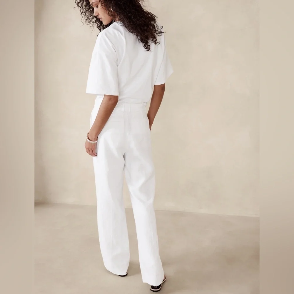 NWT Banana Republic Lina Straight Linen Pant Size 12.